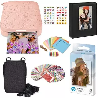 image of HP - Sprocket Printer Gift Bundle - Pink with sku:bb21927024-6487114-bestbuy-hp