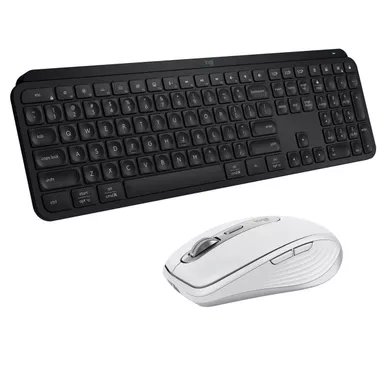 Logitech MX Keys S Wireless Keyboard, Black with MX Anywhere 3S Pale Gray Mouse