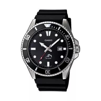 image of Casio - Analog Sports Dive Watch Black Resin Band with sku:mdv106-1a-powersales