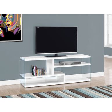 Oliver & James Markus Glossy Tempered Glass TV Stand - TV STAND - 60"L / GLOSSY WHITE