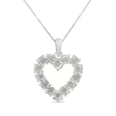 Sterling Silver 1/3 ct TDW Diamond Heart Pendant Necklace (I-J, I3)