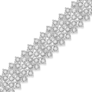 Sterling Silver 3ct TDW Multi-Row Rose-cut Diamond Tennis Bracelet(I-J, I3)