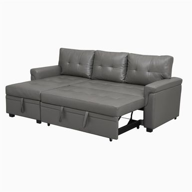 Naomi Home Laura Sectional Sleeper Sofa - Elegant L-Shaped Couch - Convertible Pull-Out Bed, Ample Storage, Sturdy Construction - Gray,...