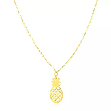 14K Yellow Gold Pineapple Necklace (18 Inch)