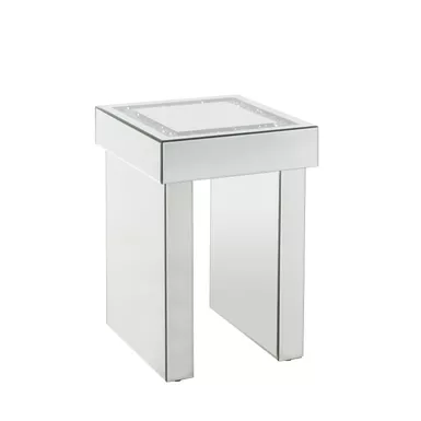 ACME Noralie End Table, Mirrored & Faux Diamonds