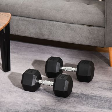 image of Soozier Hex Dumbbells Set, Rubber Hand Weights with Non-Slip Handles, Anti-roll, for Women or Men Home Gym Workout - Black with sku:nax5ntsjcqetr6jvhcbbwastd8mu7mbs-overstock