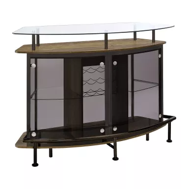 image of Gideon Crescent Shaped Glass Top Bar Unit with Drawer with sku:182236-coaster