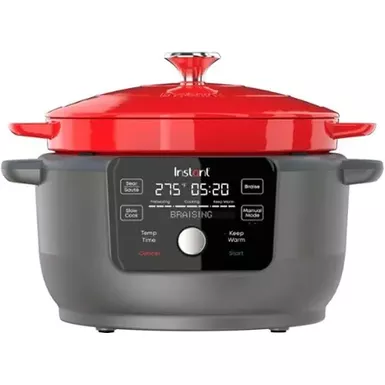 image of Instant Pot - Precision 5-in-1 Electric Dutch Oven - Cast Iron - Red with sku:bb21926081-bestbuy