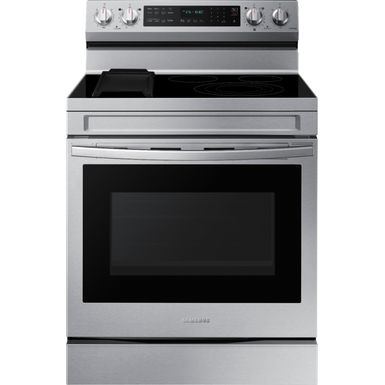 image of Samsung - 6.3 cu. ft. Freestanding Electric Convection+ Range with WiFi, No-Preheat Air Fry and Griddle - Stainless steel with sku:bb21695100-6447920-bestbuy-samsung