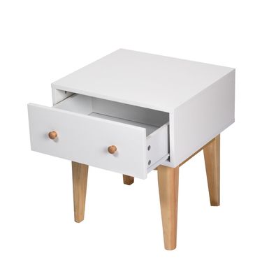 Rent To Own Kinbor Side End Table Mid Century Wood Nightstand Bedroom Living Room Table Cabinet W Storage Drawer White Wood Flexshopper