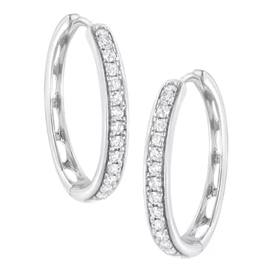 image of .925 Sterling Silver 1/2 Cttw Lab-Grown Diamond Hoop Earring (F-G Color, VS2-SI1 Clarity) with sku:017990eg21-luxcom