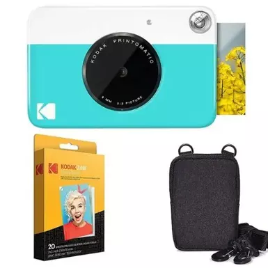 image of Kodak - Printomatic Instant Print Camera Basic Kit with Zink Photo Paper - Blue with sku:6517061-bestbuy