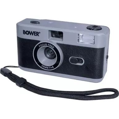 image of Bower - Vintage-Style 35mm Analog Camera with Built-In Flash - Black with sku:bb22206233-bestbuy