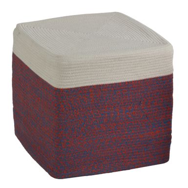 image of Cortesi Home Macon Square Rope Pouf Ottoman, Grey and White - Red and White with sku:tvlm_pgaowatarrbkzhgmastd8mu7mbs-overstock