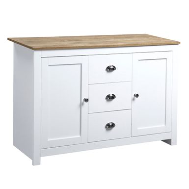 image of HOMCOM Kitchen Storage Sideboard with Adjustable Shelves, Dining Buffet Server Cabinet with 3 Drawers - White with sku:z_4n6ssmrh-uydls6blqaqstd8mu7mbs-overstock