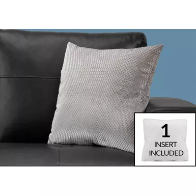 image of Pillows/ 18 X 18 Square/ Insert Included/ decorative Throw/ Accent/ Sofa/ Couch/ Bedroom/ Polyester/ Hypoallergenic/ Grey/ Modern with sku:i-9306-monarch