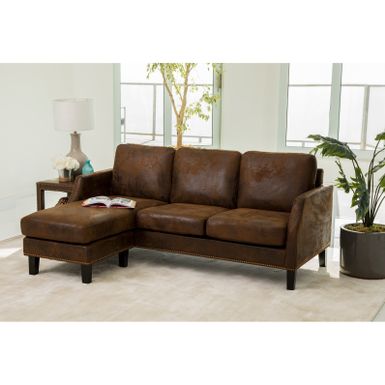 Abbyson Henry Dark Brown Reversible Sofa Sectional - Henry