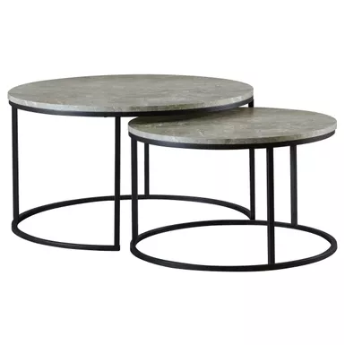 Lainey Round 2-piece Nesting Coffee Table Grey and Gunmetal