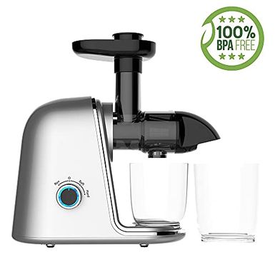 image of Qisebin Slow Juicer Masticating Juicer Machine, Juicers Whole Fruit and Vegetable with Dual-Stage Quiet Motor & Reverse Function,Cold Press Juicer Creates Fresh Healthy Vegetable and Fruit Juicy with sku:b099x58g2x-qis-amz