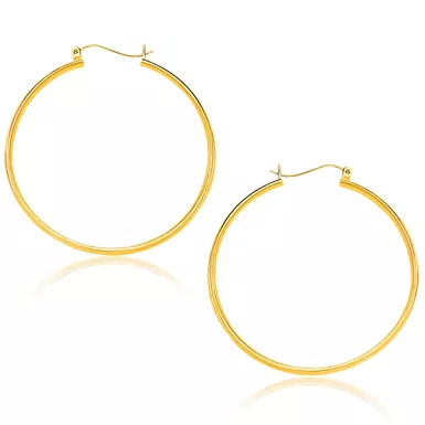 14k Yellow Gold Polished Hoop Earrings (40mm)