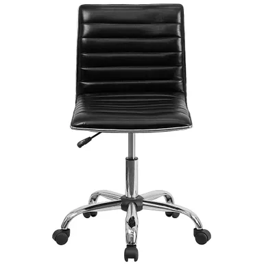 Alamont Home - Alan Contemporary Vinyl Swivel Office Chair - Black Vinyl/Chrome Frame