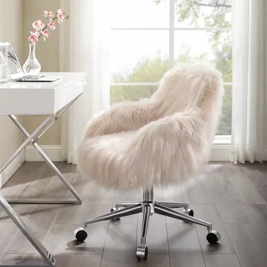 image of Ferdon Faux Fur Office Chair Pink with sku:lfxs1417-linon