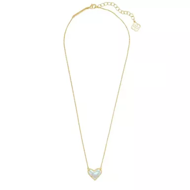 image of Kendra Scott Ari Heart Short Pendant Necklace (Gold/Dichroic Glass) with sku:4217706879|gold|dichroic-glass-corporatesignature