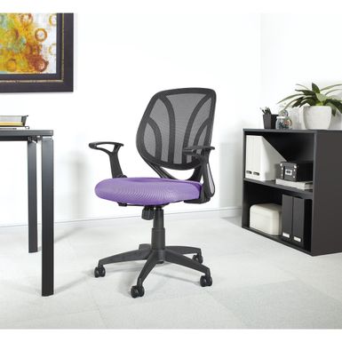 image of Office Chair with Flip Arms and Silver Accents - Purple with sku:bxjz3uwkw3yda3ccnir4dgstd8mu7mbs-off-ovr