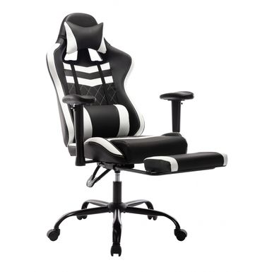 image of Furniture of America Stefan Two-toned Reclining Gaming Chair - White/Black with sku:ffu-kkbrzwy2h2m2vpsc2wstd8mu7mbs--ovr