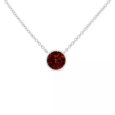 .925 Sterling Silver Bezel Set 3.5mm Created Gemstone Solitaire 18" Pendant Necklace - Choice of Gemstone