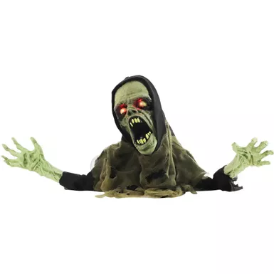 21-In. Zombie Groundbreaker with Flashing LED Lights, Battery-Operated Animatronic Halloween Decoration