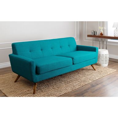 image of Abbyson Bradley Mid Century Style Teal Sofa - Pertrol Blue with sku:pmjezfwiqaepv8pr72v_pgstd8mu7mbs-abb-ovr