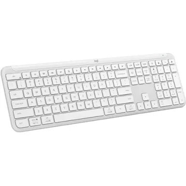 image of Logitech - K950 Signature Slim Full-size Wireless Keyboard for Windows and Mac with Quiet Typing - Off-White with sku:bb22261839-bestbuy