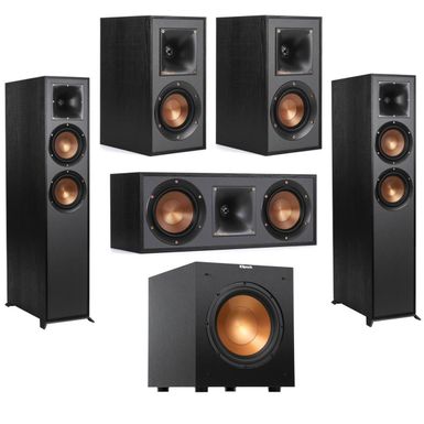 image of Klipsch Reference R-625FA 5.1 Home Theater Pack, Black Textured Wood Grain Vinyl with sku:kpr625fac1-adorama
