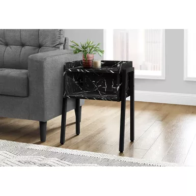 image of Accent Table/ Side/ End/ Nightstand/ Lamp/ Living Room/ Bedroom/ Metal/ Laminate/ Black Marble Look/ Contemporary/ Modern with sku:i-3590-monarch