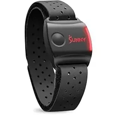 image of Sunny Health & Fitness Heart Rate Monitor Armband with LED Indicator, Step Counter, Comfortable Strap for Fitness, Training, Exercise and Bluetooth and ANT+ Enabled with Exclusive SunnyFit App with sku:b0c82x2byq-amazon
