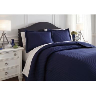 Navy Raleda King Coverlet Set