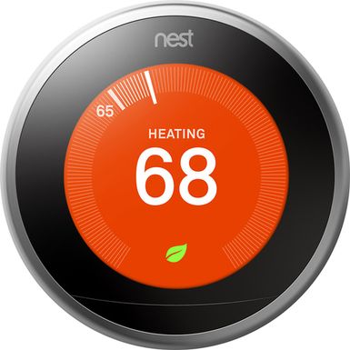 image of Google - Nest Learning Smart Wifi Thermostat - Stainless Steel with sku:net200577-adorama