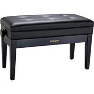 image of Roland RPB-D400 Duet Size Piano Bench with Vinyl Seat and Storage Compartment, 18.90-22.83" Adjustable-height, Satin Black with sku:ropbd400bk-adorama