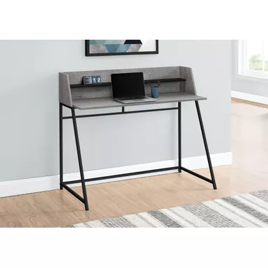 Computer Desk/ Home Office/ Laptop/ Storage Shelves/ 48"L/ Work/ Metal/ Laminate/ Grey/ Black/ Contemporary/ Modern