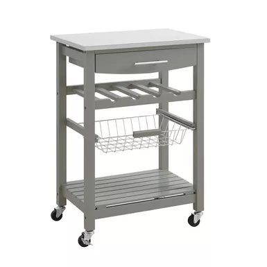 image of Causey Kitchen Cart Grey with sku:lfxs1543-linon