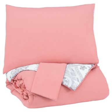 image of Pink/White/Gray Avaleigh Full Comforter Set with sku:q702003f-ashley