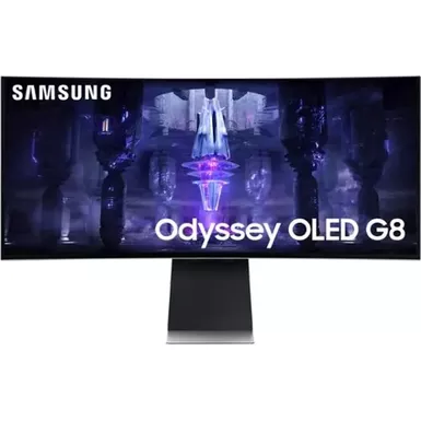 image of Samsung 34 inch Odyssey OLED G8 Ultrawide Curved Gaming Monitor - Silver with sku:bb22056389-bestbuy