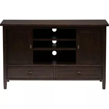 Simpli Home - Warm Shaker Solid Wood 47 inch Wide Transitional TV Media Stand For TVs up to 50 inches - Tobacco Brown