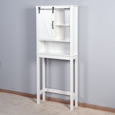 image of Over Toilet Storage Cabinet Space-Saving Bathroom Cabinet - 27.16 x 9.06 x 67 inch - Painted - 27.16 x 9.06 x 67 inch - White with sku:n07euyotvvjs0ejtqarwwastd8mu7mbs--ovr