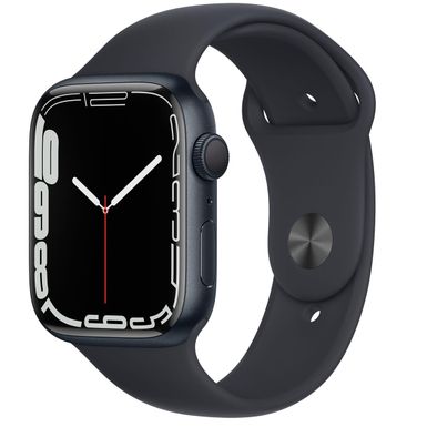 image of Apple Watch Series 7 GPS, 45mm Midnight Aluminum Case with Midnight Sport Band, Regular with sku:acmkn53lla-adorama