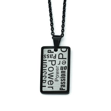 Versil Black, White Stainless Steel Power, Passion Pendant Necklace - 22 Inches