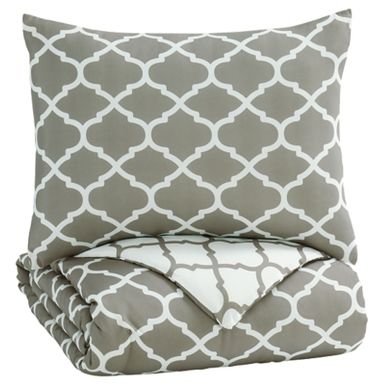 image of Gray/White Media Twin Comforter Set with sku:q790001t-ashley