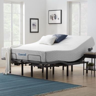 Lucid Comfort Collection 12" Gel Memory Foam Mattress and Deluxe Adjustable Bed Set - King - Plush