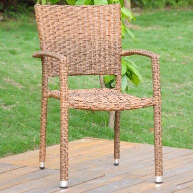 image of International Caravan Ibiza Aluminum Outdoor Wicker Dining Chair - Espresso with sku:kln56wmznonjfnz6jo-fugstd8mu7mbs-overstock